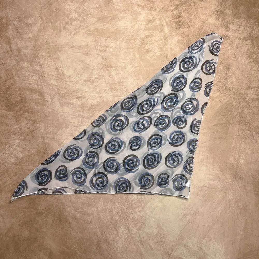 Vintage 90s Sheer Geometric Swirl Mesh Scarf Multicolor Lightweight Mod Retro